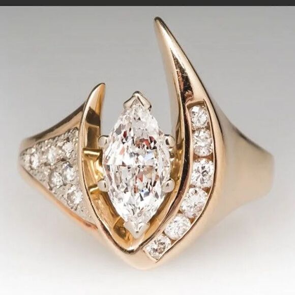 NWOT Celestial Yellow Gold plated Cubic Zirconia Ring - Picture 1 of 6